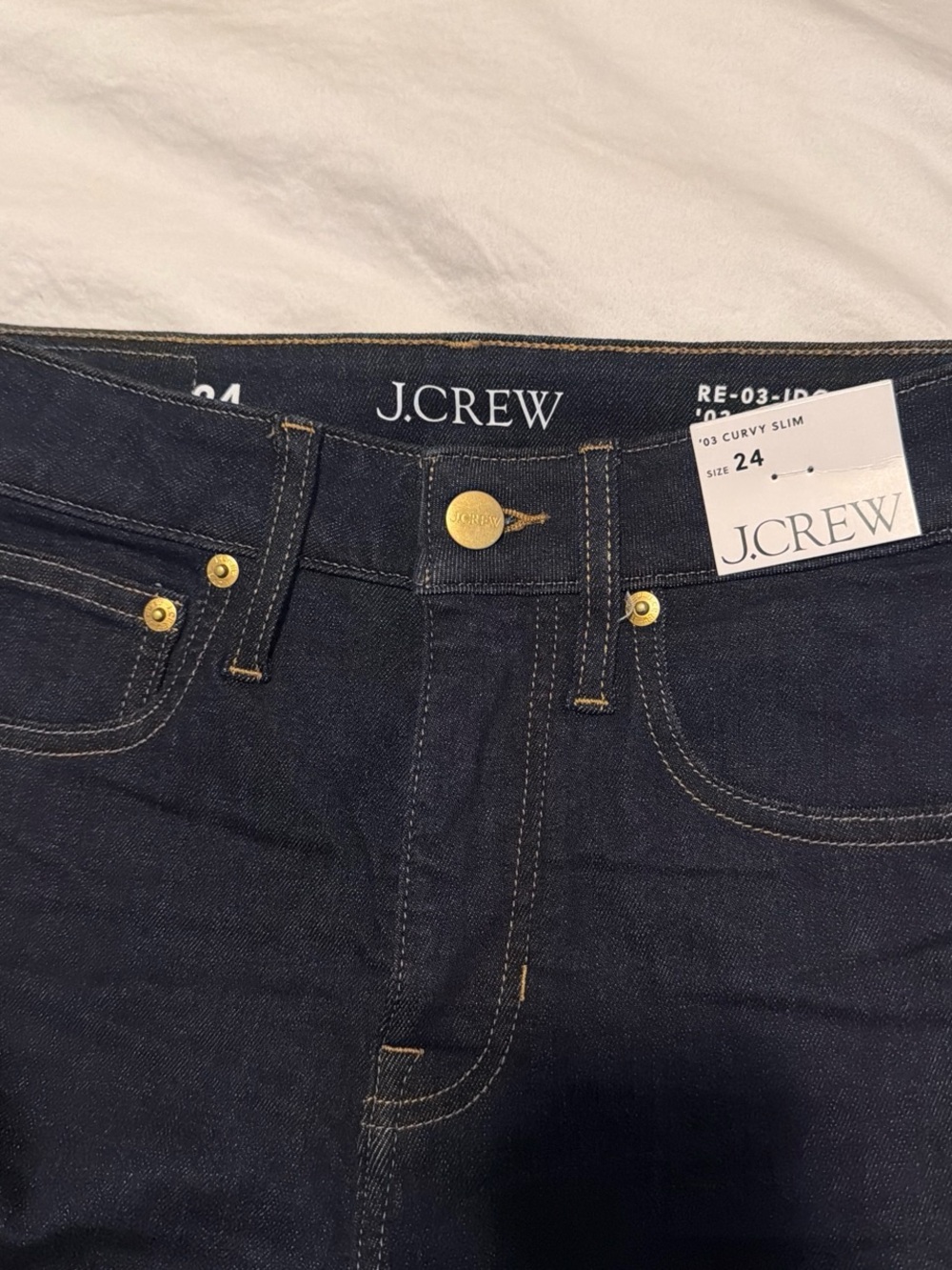 J.CREW Dark Indigo Slim Men's Jeans with Gold-Tone Hardware